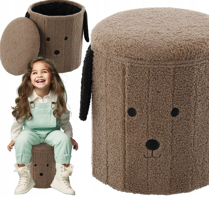 Taburet pentru copii, pliabil cu spatiu depozitare, 80kg, 28×34 cm, maro