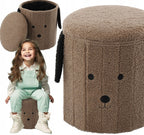 Taburet pentru copii, pliabil cu spatiu depozitare, 80kg, 28×34 cm, maro