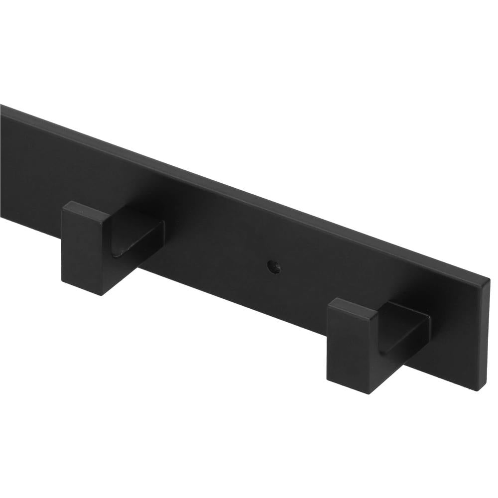 Cuier de baie pentru prosoape cu 2 sisteme instalare, aluminiu, 5 agatatori, 45x4cm, negru