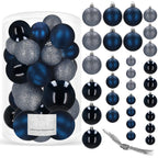 Set globuri de Craciun, 30 bucati, 3 modele, 4/5/6cm, albastru deschis