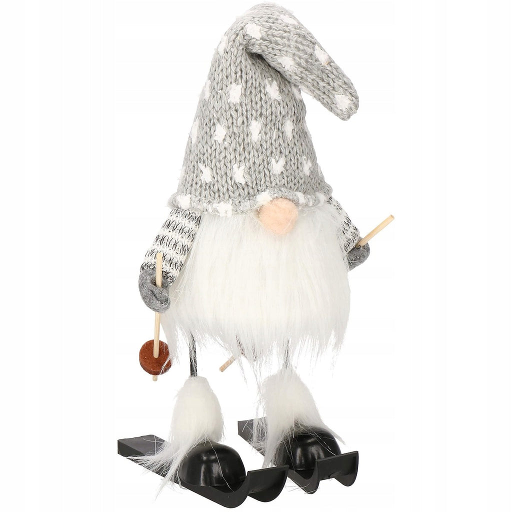 Figurina Craciun, Spiridus pe schiuri, inaltime 33cm