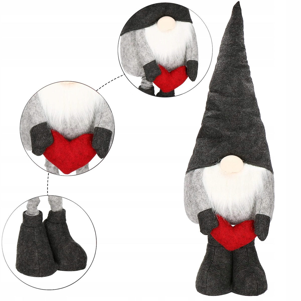 Figurina Craciun, Spiridus, picioare telescopice, inaltime extensibila 63-93cm