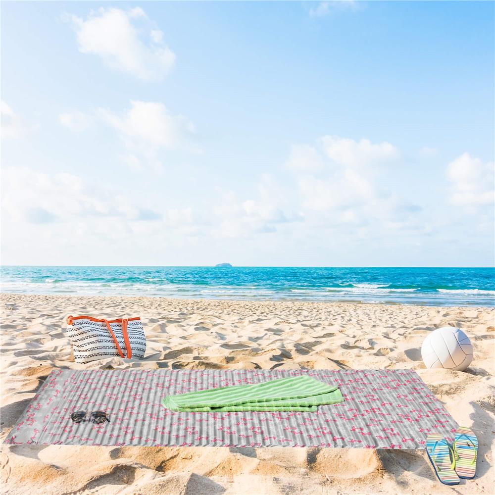 Saltea pentru plaja pliabila, din spuma, ultra-usoara, cu perna si maner de transport, 60x180cm, gri flamingo roz