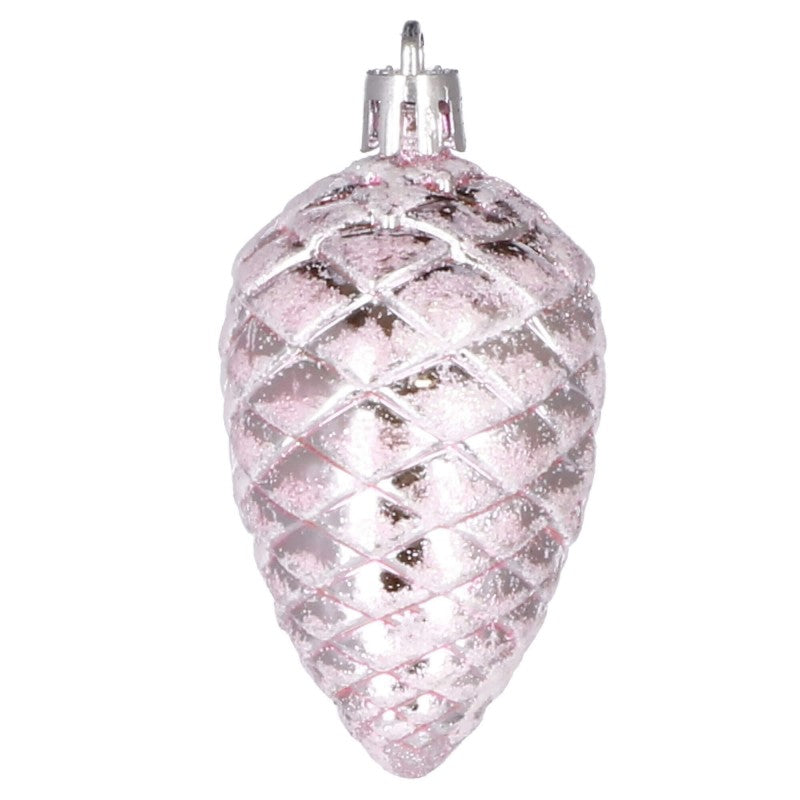 Set globuri si decoratiuni de Craciun, 77 piese, diverse dimensiuni, roz