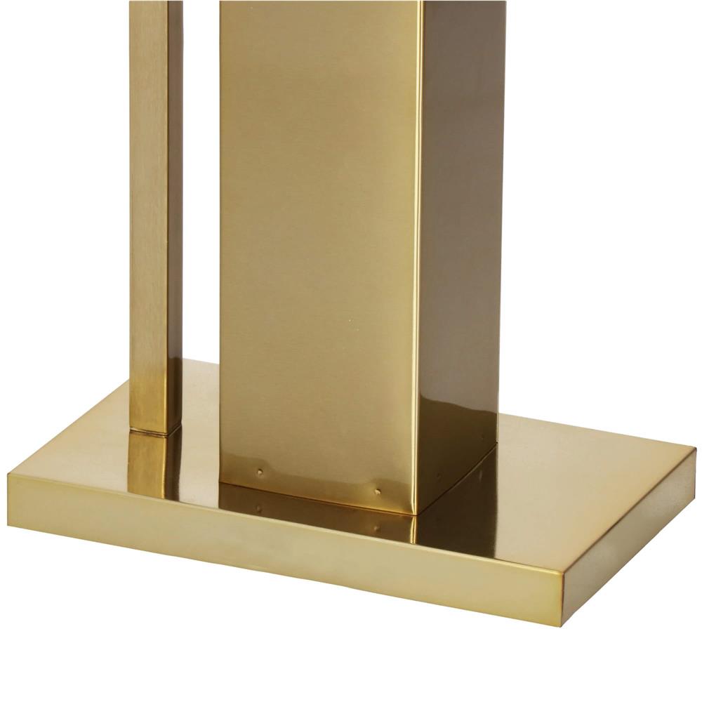 Stand cu perie WC si suport hartie igienica, metal si bambus, 67cm, auriu