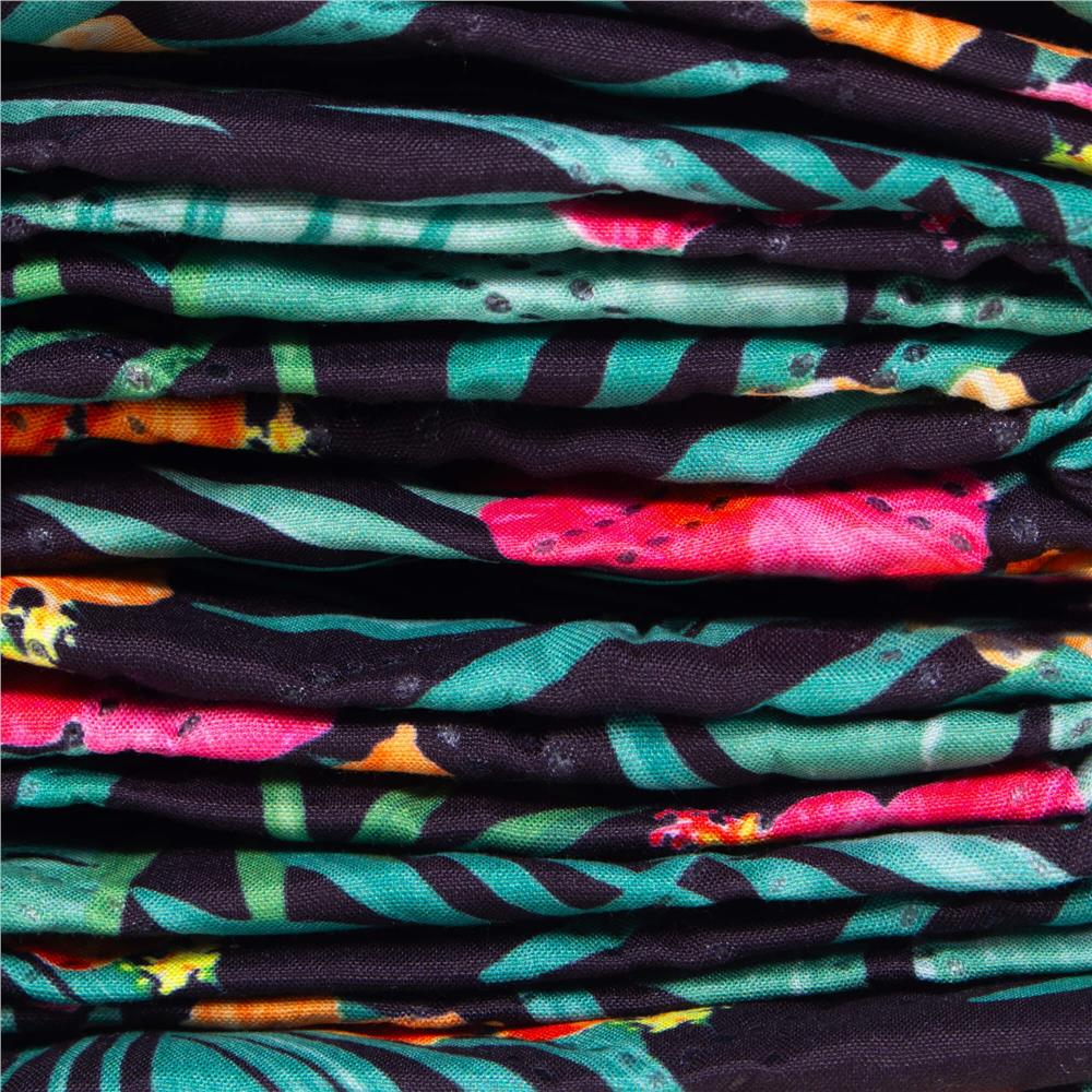 Patura pentru picnic sau plaja, cu folie izolatoare si maner, 150x200cm, negru floral