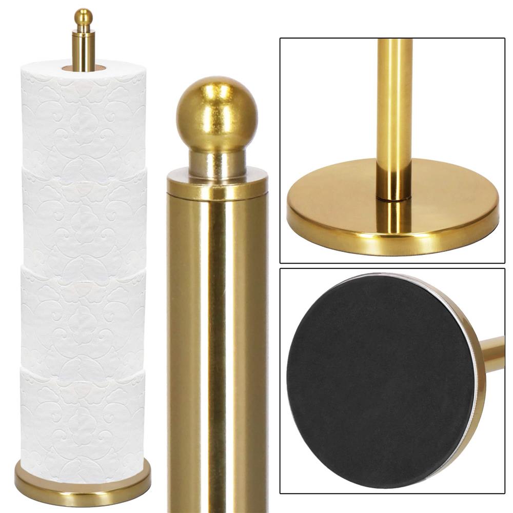 Suport hartie igienica tip tija, 52cm, auriu lucios