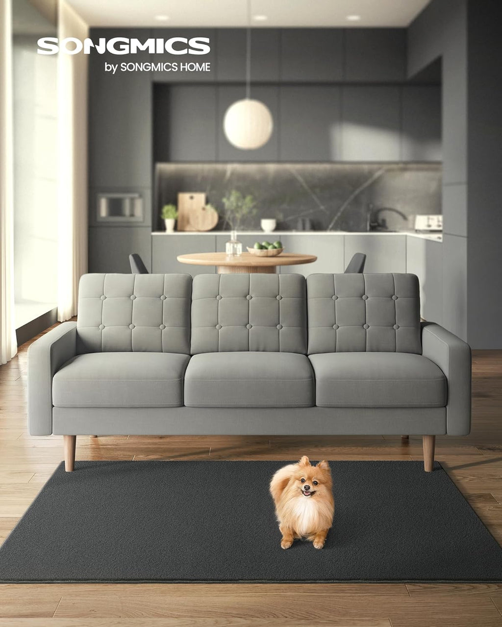 SONGMICS Covor decorativ antiderapant, lavabil la masina, 120x170 cm, gri carbune