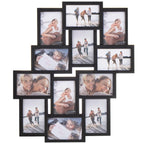 Rama foto de perete, colaj de 12 fotografii, 50x59cm, negru