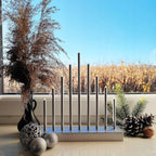 Lumanari decorative de Craciun, 9 becuri tip LED, culoare argintiu