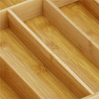 Organizator tacamuri si ustensile bucatarie, bambus, extensibil 28-45x33x5cm