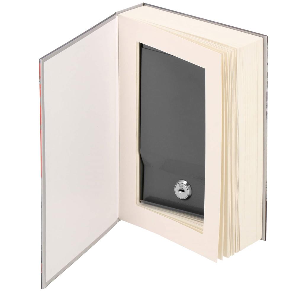 Caseta de valori, cutie metalica cu cheie, portabila, tip carte, London, 22x15.5x4.5 cm