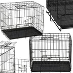 Cusca pentru animale, 2 usi, Pliabila din metal, M, Negru, 50x42x34 cm