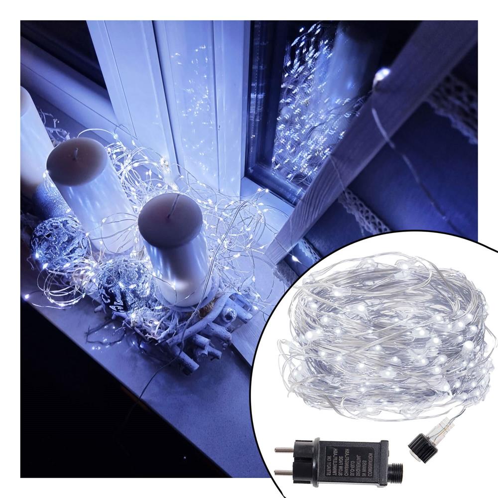 (DL) Instalatie lumina decorativa cu 300 LED-uri, telecomanda, 30m, iluminare alba