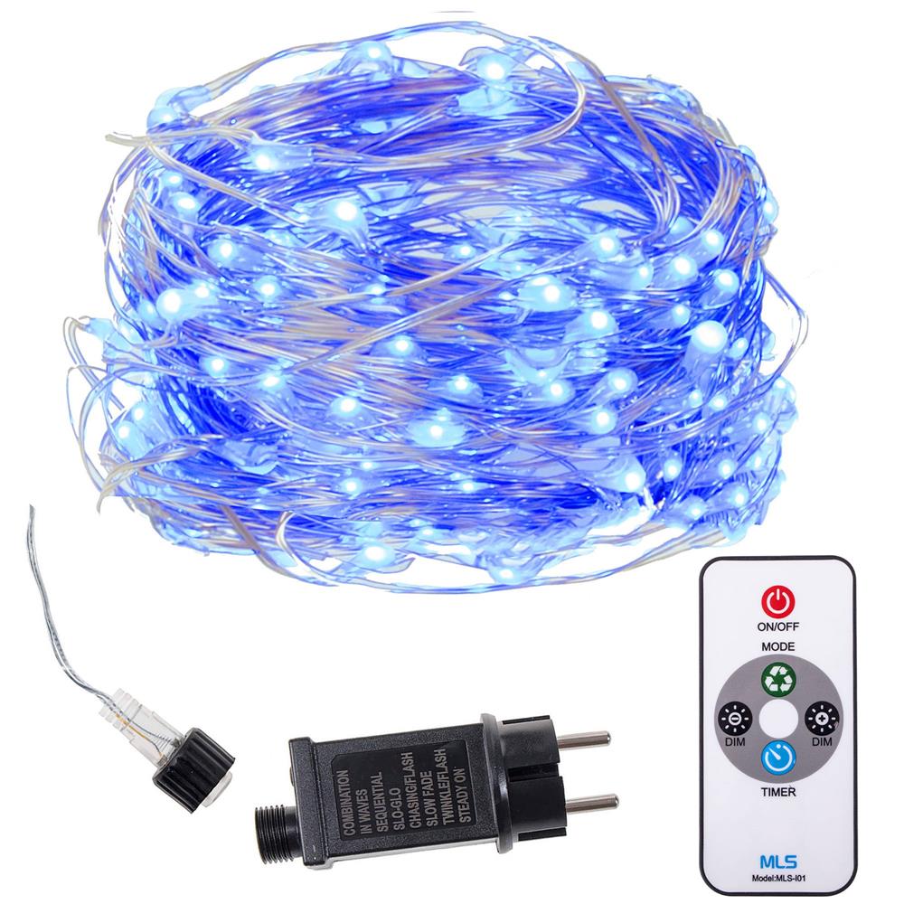 (DL) Instalatie lumina decorativa cu 300 LED-uri, telecomanda, 30m, iluminare albastra