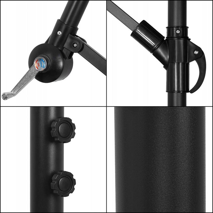 Umbrela de gradina cu brat lateral banana, cu husa, 300cm, verde