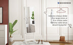 SONGMICS Oglinda de podea cu suport, din MDF, spatiu de depozitare, 41x37x152 cm, alb