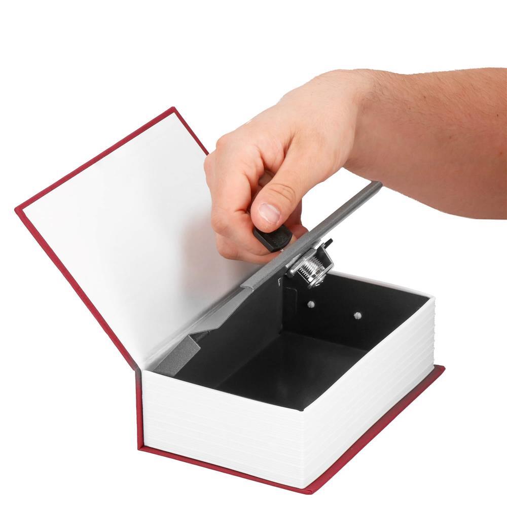 Caseta de valori, cutie metalica cu cheie, portabila, tip carte, Dictionar, maro, 18×11.5×5.5 cm