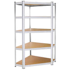 Raft de colt cu cadru metalic modular pentru depozitare, 5 polite, 180x90x40cm, sarcina 875kg