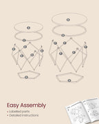VASAGLE Set de 2 mese de cafea rotunde, cadru otel si blat detasabil, 40cm si 50cm, alb si maro