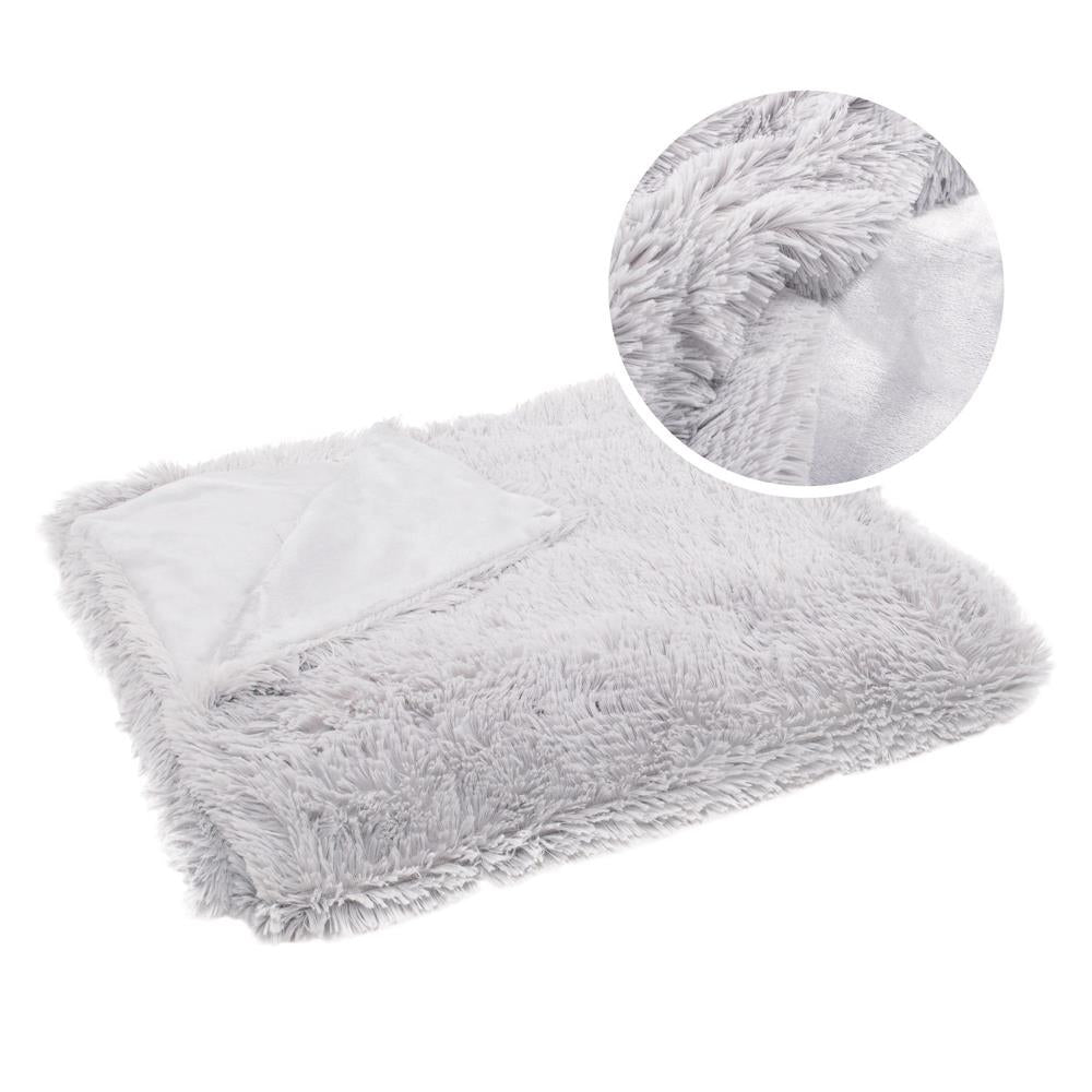 Patura pufoasa si calduroasa pentru 2 persoane, 200x220cm, gri deschis