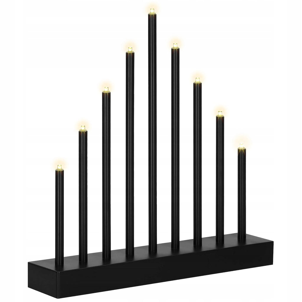 Lumanari decorative de Craciun, 9 becuri tip LED, culoare negru