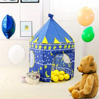 Cort Castel de joaca pentru copii, pliabil, 100x140 cm, albastru