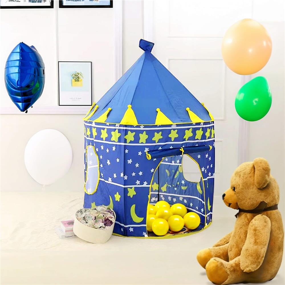 Cort Castel de joaca pentru copii, pliabil, 100x140 cm, albastru