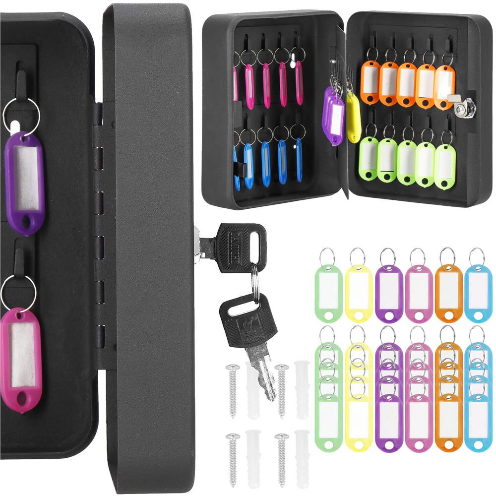 Cutie metalica din otel pentru 30 chei, echipata, 20x16x7.5cm, neagra