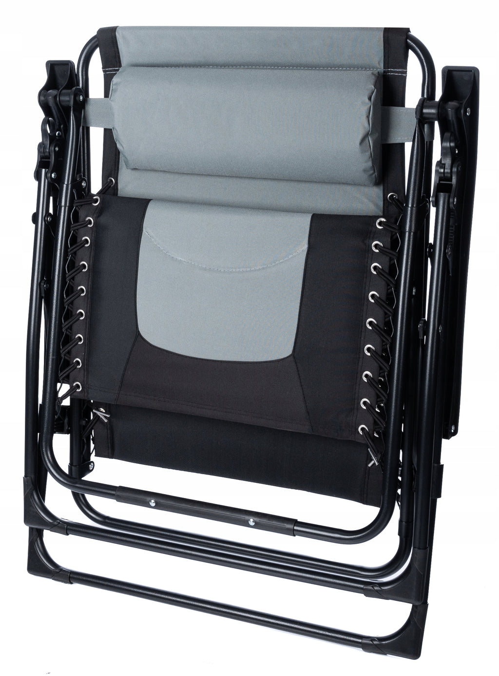 Sezlong scaun pliant plaja sau gradina, Siesta, gravitatie zero, cu tetiera, 175x75x110 cm, negri gri