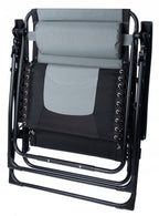 Sezlong scaun pliant plaja sau gradina, Siesta, gravitatie zero, cu tetiera, 175x75x110 cm, negri gri