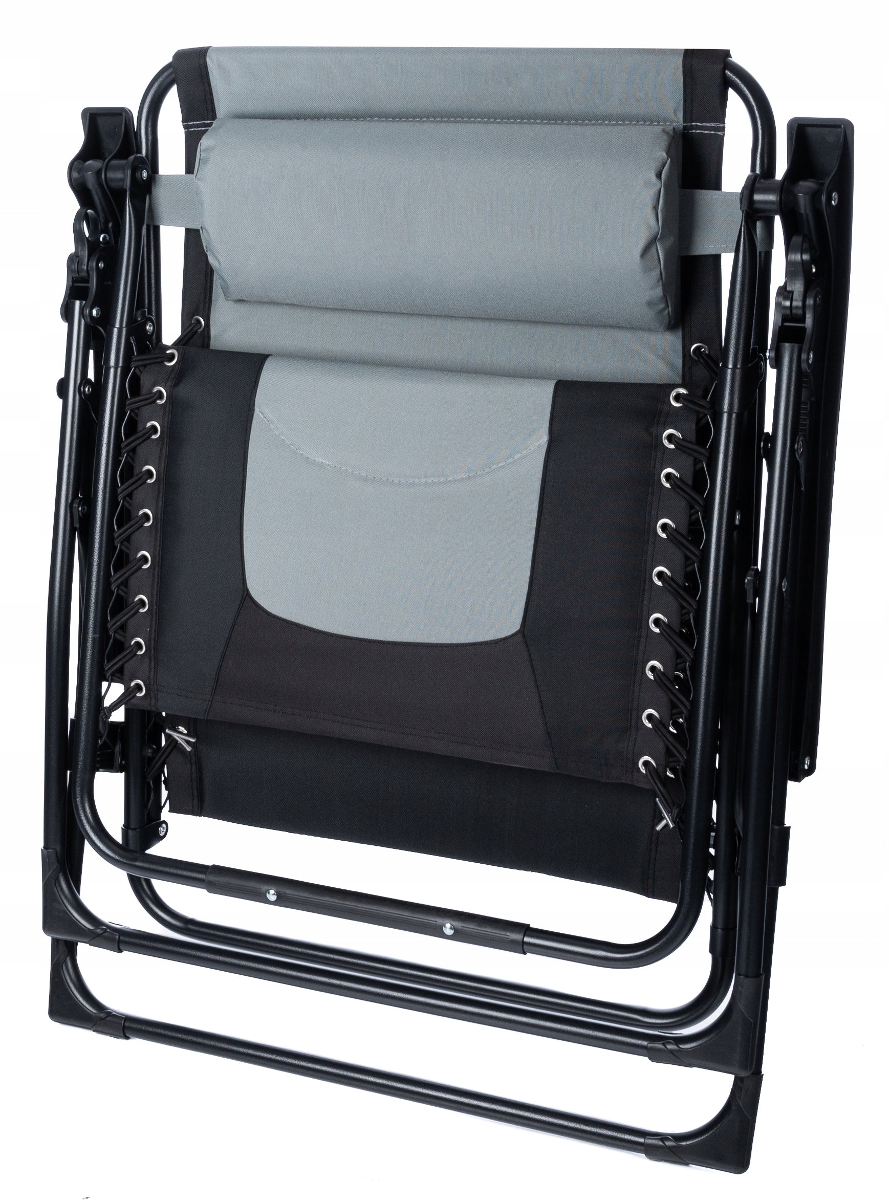 Sezlong scaun pliant plaja sau gradina, Siesta, gravitatie zero, cu tetiera, 175x75x110 cm, negri gri