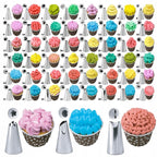 Set patiserie cu platou rotativ, 106 piese cu sabloane pentru ornarea prajiturilor