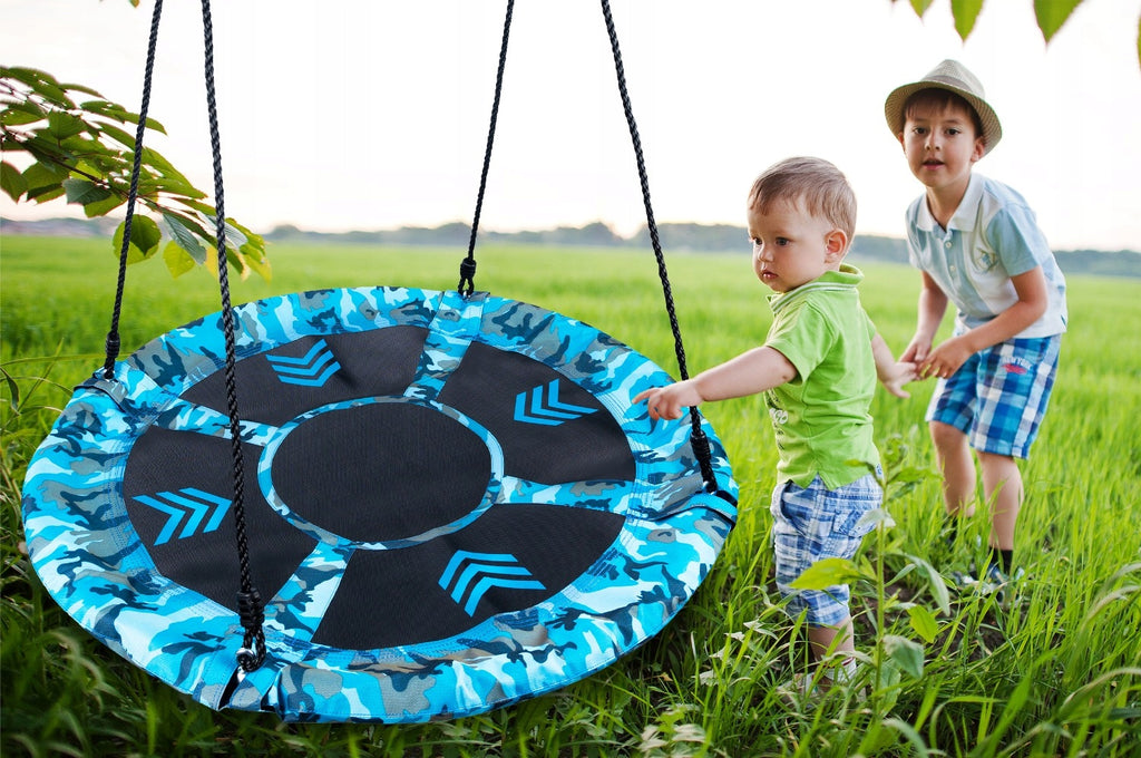 Leagan tip cuib Camuflaj 100cm, inaltime reglabila, 150 kg, Albastru Negru