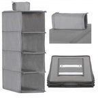 Organizator dulap , 4 compartimente, textil, 80cm, gri