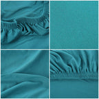 Set 4 huse universale pentru scaun, marime universala, poliester si spandex, 45 cm x 60 cm, albastru marin