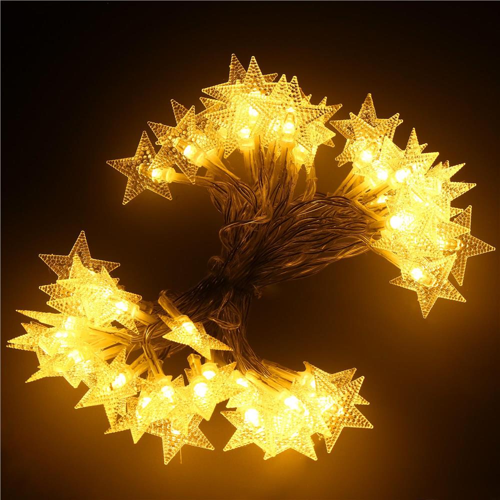 (DL) Instalatie stelute luminoase pentru gradina, 5 metri, 50 LED-uri, cu baterii, galben