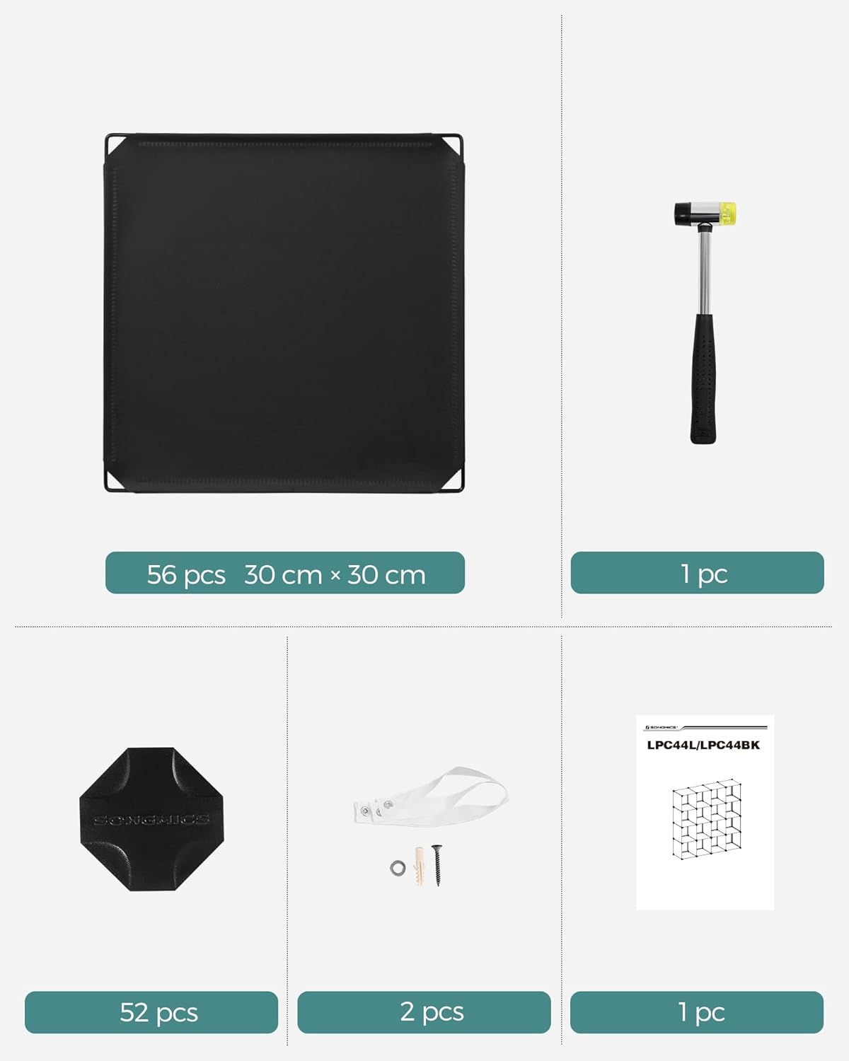 SONGMICS Unitate de depozitare cu 16 cuburi, pentru pantofi sau haine, personalizabil, 31x123x123 cm, negru