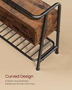 VASAGLE Pantofar cu banca de depozitare, raft si sertar, stil industrial, 30x80x64 cm, maro rustic