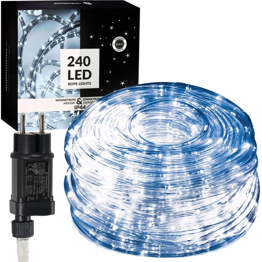 Instalatie tub furtun luminos pentru Craciun, 240 LED-uri, 10 m, pentru exterior, alb rece