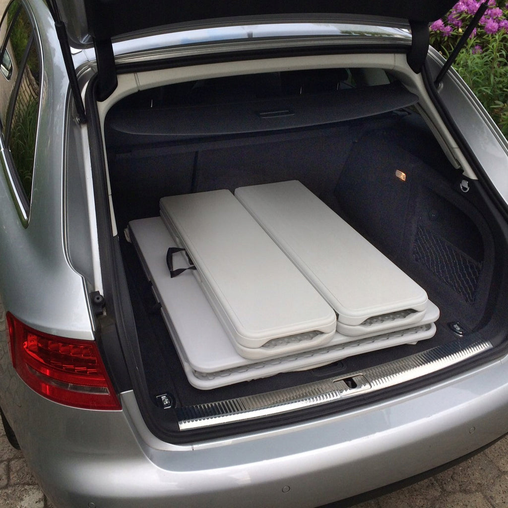 Set masa cu 2 banci pliabile tip valiza pentru gradina, camping, terase, 180x72x75cm