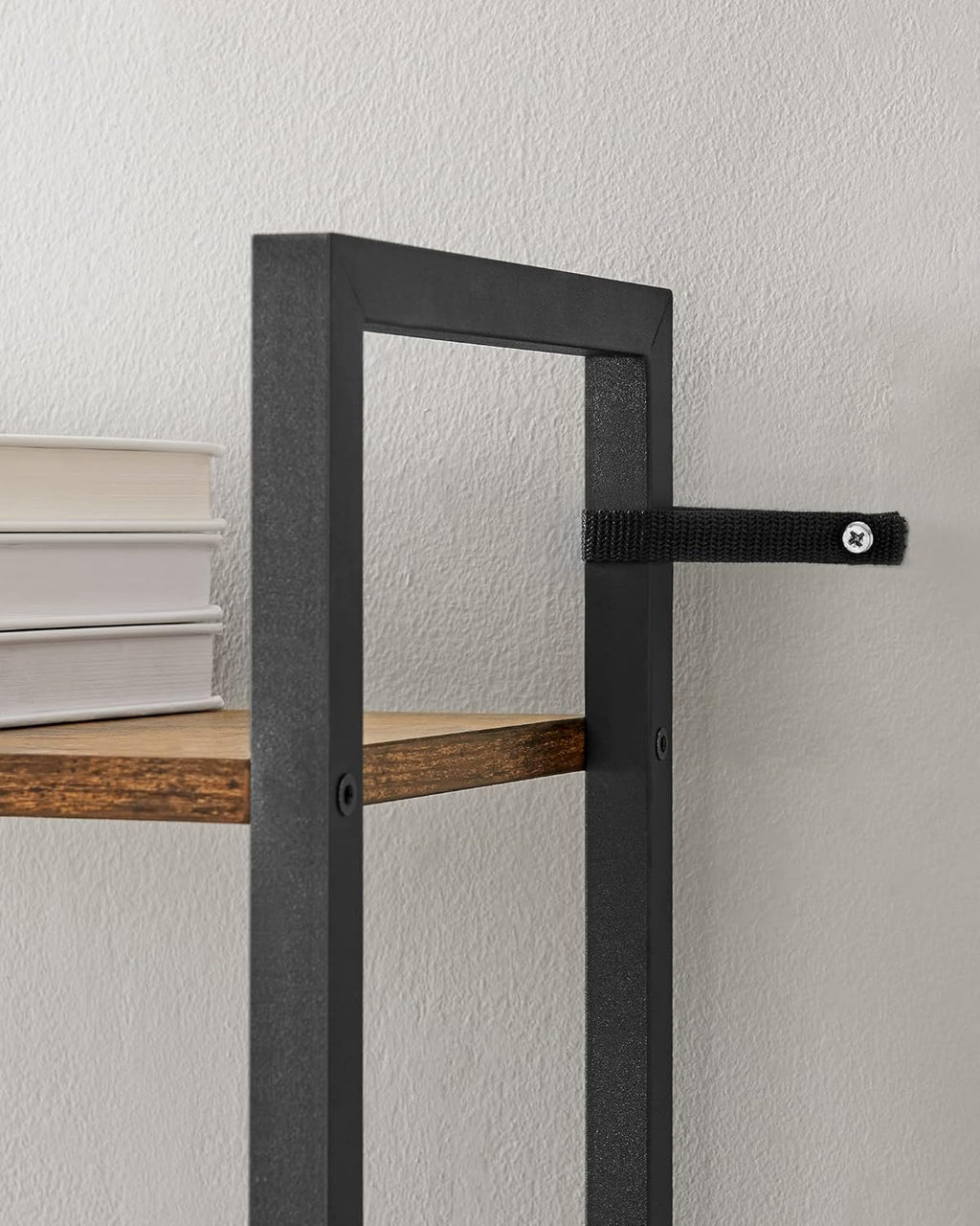 VASAGLE Biblioteca 60x24x186 cm, 6 rafturi, stil industrial, PAL si otel, maro rustic-negru