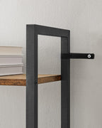 VASAGLE Biblioteca 60x24x186 cm, 6 rafturi, stil industrial, PAL si otel, maro rustic-negru