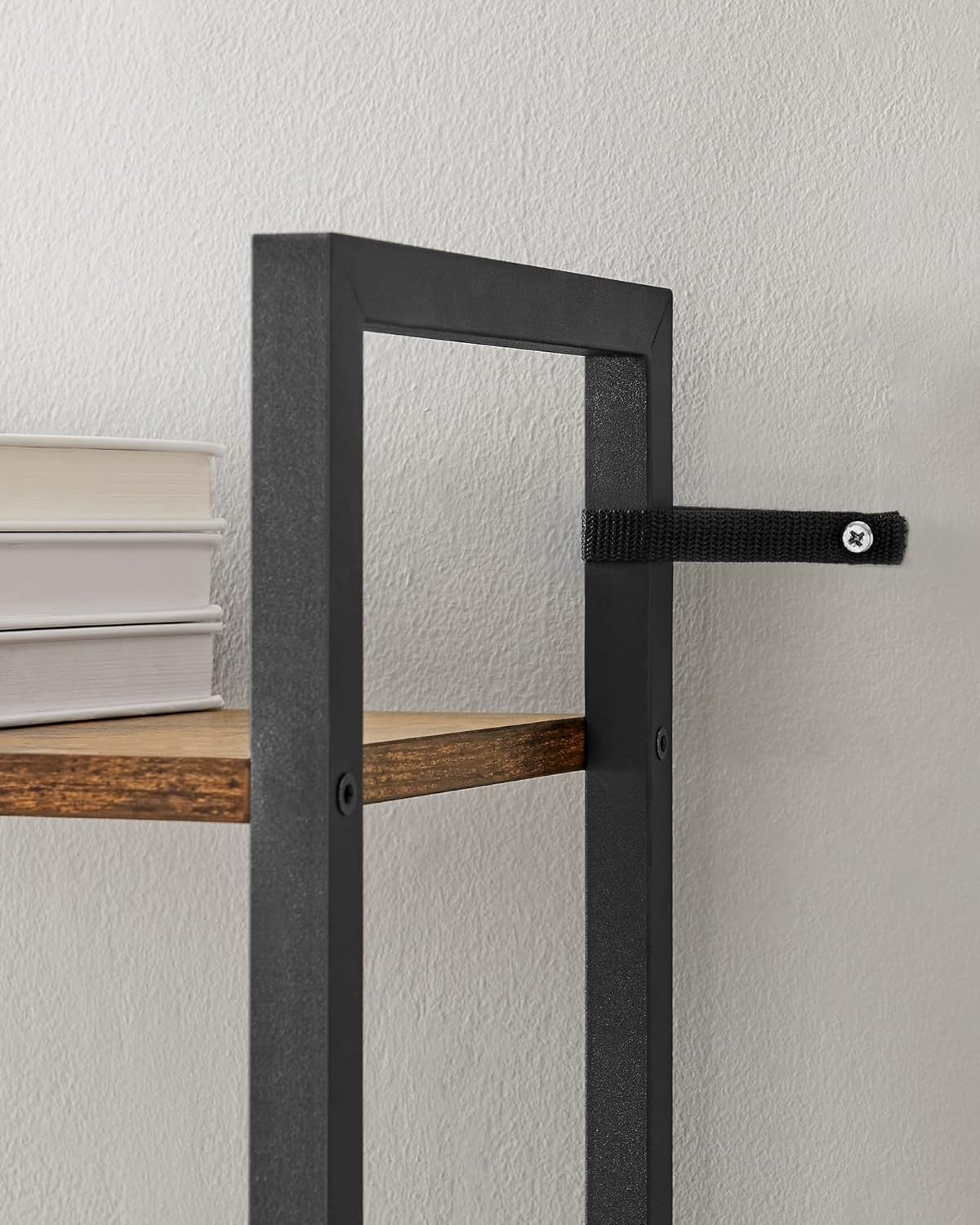 VASAGLE Biblioteca 60x24x186 cm, 6 rafturi, stil industrial, PAL si otel, maro rustic-negru