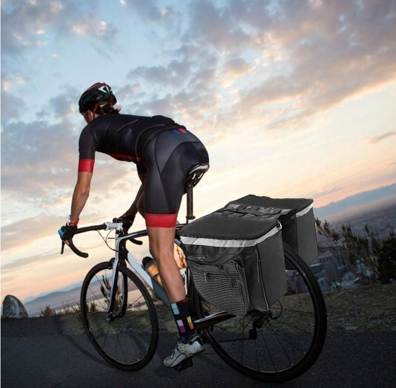 Geanta bicicleta spate 34x12x32 cm, 20L, poliester impermeabil, prindere pe portbagaj, negru