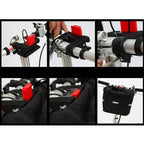 Cos bicicleta fata 34x24x25 cm, aluminiu si material textil, sistem click, cu husa ploaie, negru