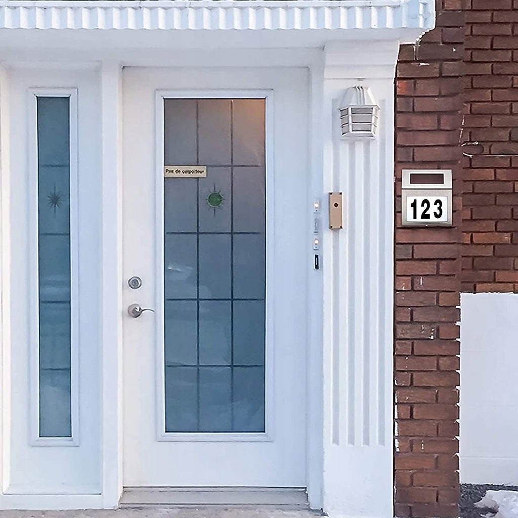 Lampa solara LED afisare numar de casa, inox, kit montare inclus, 20x18x3 cm