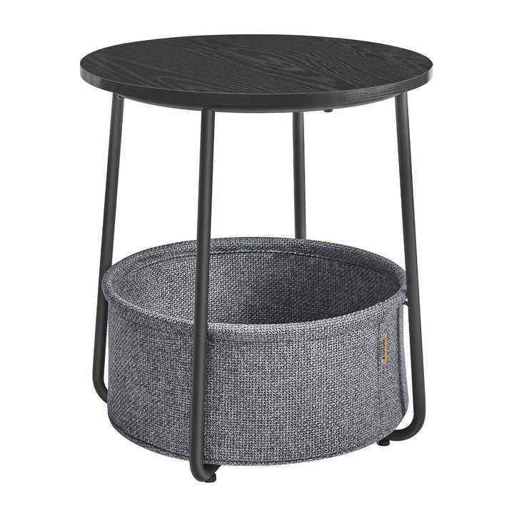 VASAGLE Masuta de cafea rotunda cu cos de stofa, stil modern, 45x50cm, negru-gri