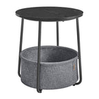 VASAGLE Masuta de cafea rotunda cu cos de stofa, stil modern, 45x50cm, negru-gri