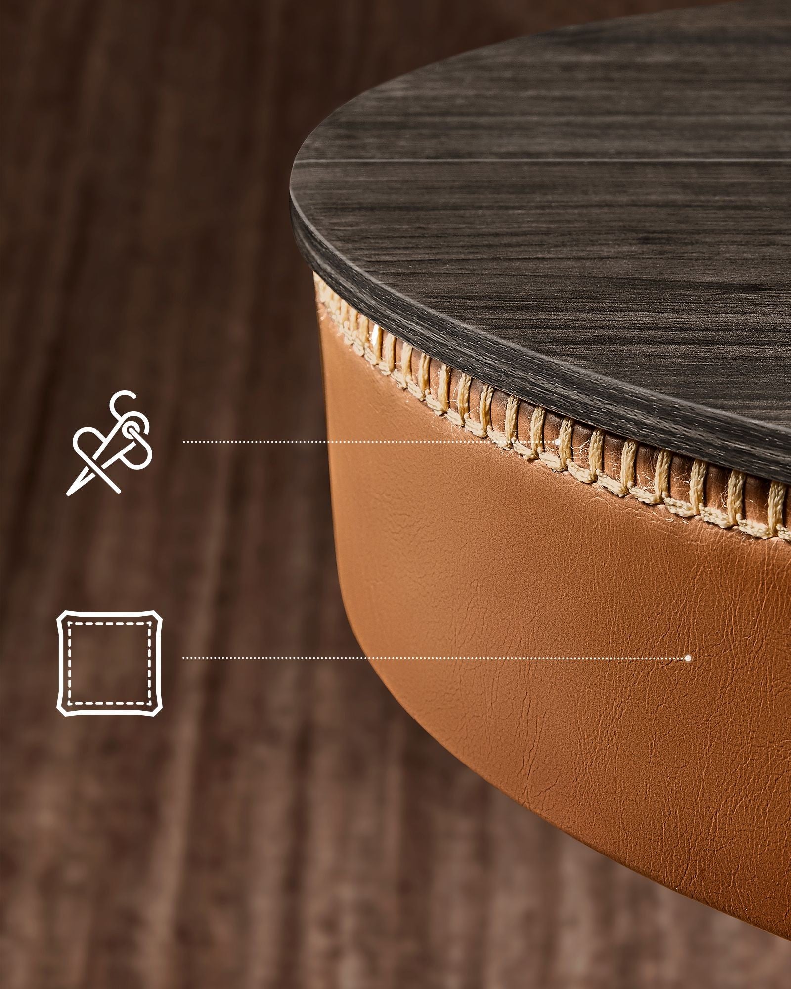 VASAGLE Masa de bar maro caramel, 59x59x(83-105) cm – inaltime reglabila, compartiment de depozitare